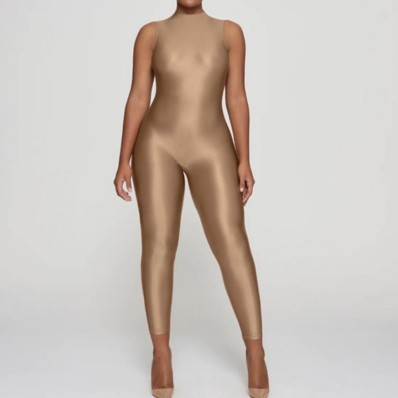 1. NWT SKIMS SHINE SPANDEX JERSEY CATSUIT IN SIENNA - Picture 1 of 7